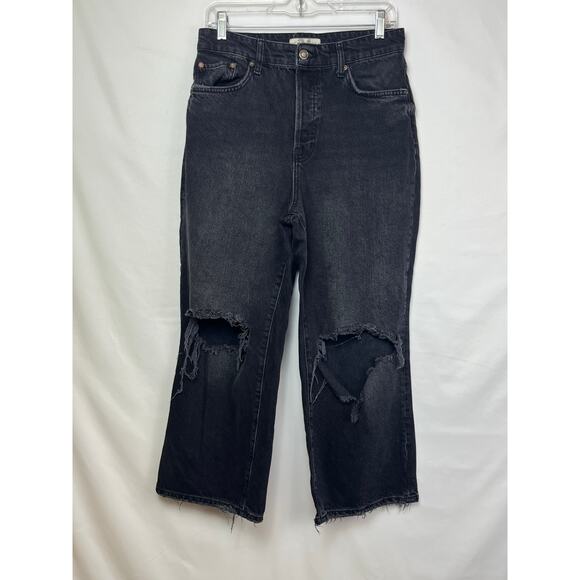 We The Free Women's Size 10 Black Destroyed Relaxed Fit Denim Grunge Jeans - Picture 1 of 9